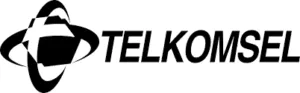 elkomsel dengan grafis lingkaran melengkung yang membentuk pola dunia di samping teks "TELKOMSEL